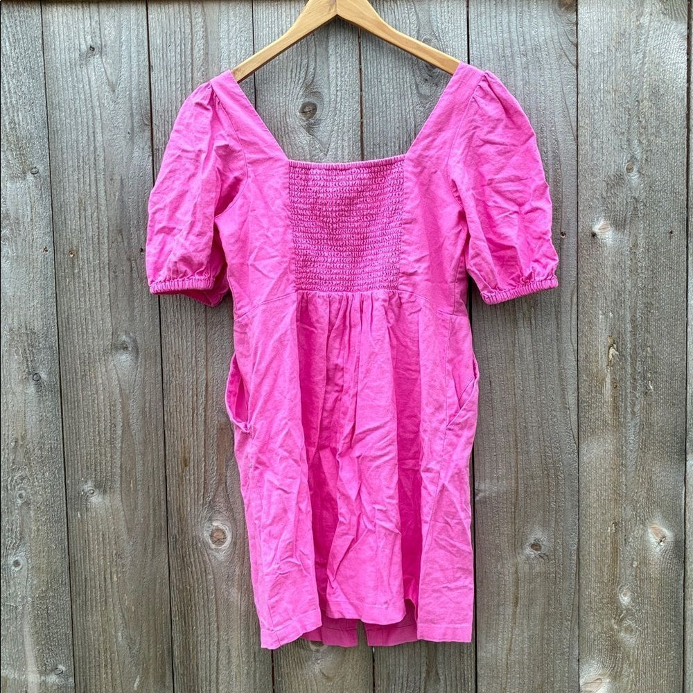 Old Navy Linen Blend Pink Dress - Picture 2 of 10